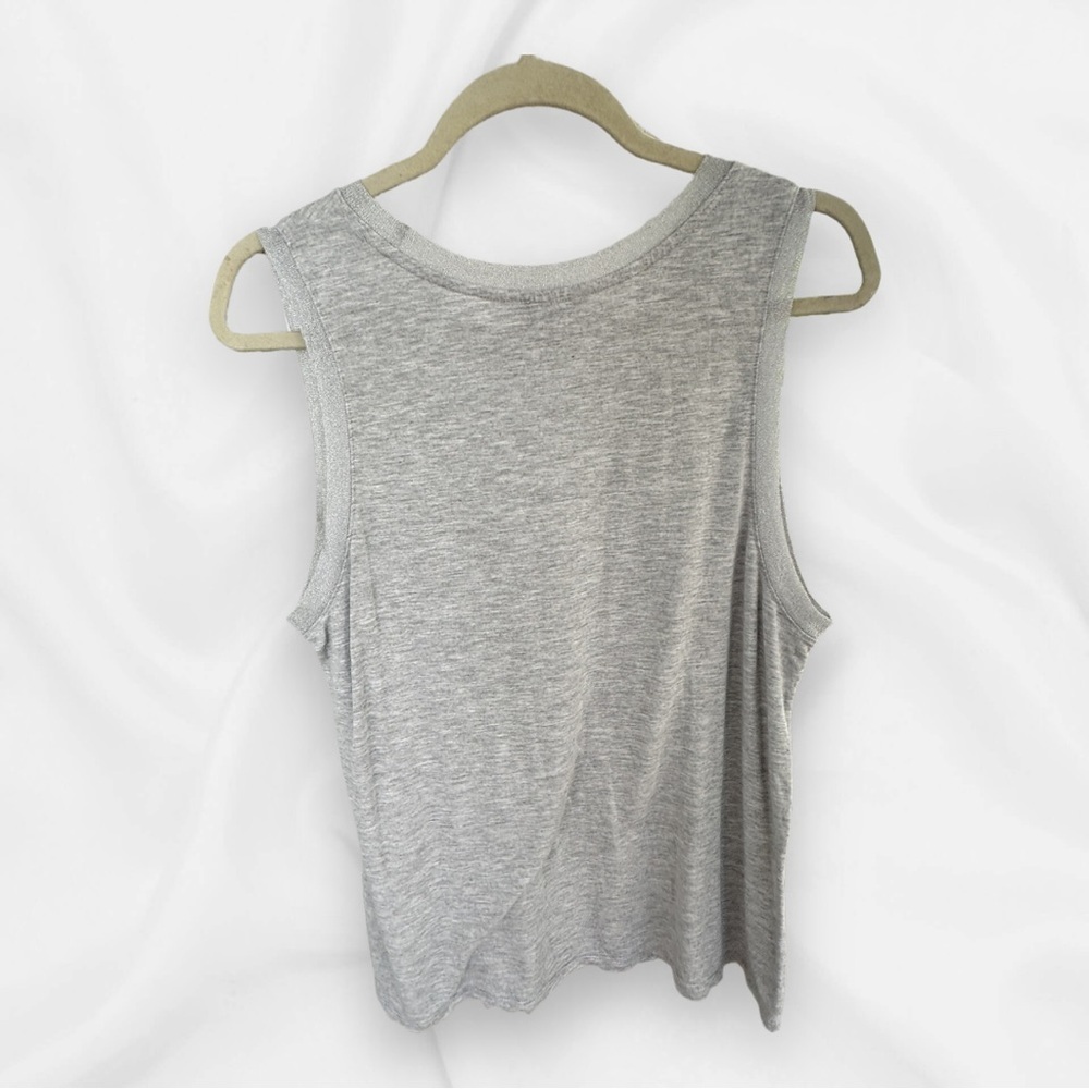 Banana Republic Gray Sleeveless Top with Sparkle Trim, Size L - Picture 5 of 8